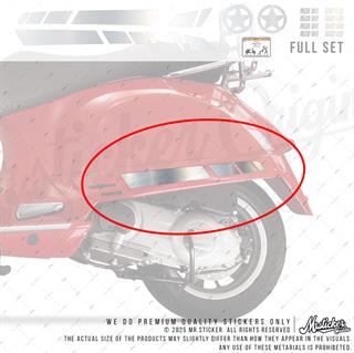 STS11 Parlak Krom Renk Vespa GTS250 GTS300 Uyumlu Yan Çıta Sticker Seti