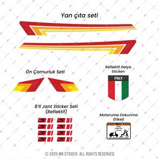 STS69 Vespa Uyumlu Retro Yan Çıta Sticker Seti Renk Seçenekli