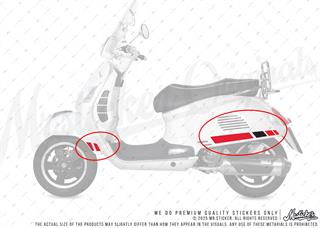 STS7 Kırmızı Siyah Vespa GTS250 GTS300 Uyumlu Yan Çıta Sticker Seti