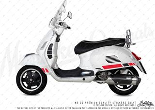STS7 Kırmızı Siyah Vespa GTS250 GTS300 Uyumlu Yan Çıta Sticker Seti