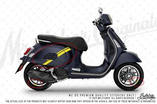 STS70 Vespa Uyumlu Yan Gövde Sticker Seti Renk Secenekli