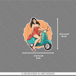 VSP36 Scooterli Pinup Kizi Etiketi