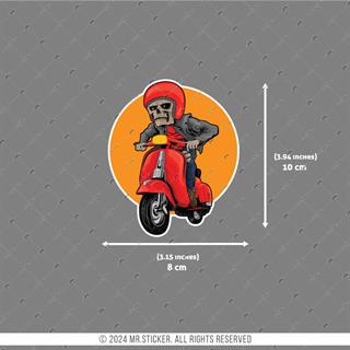 VSP38 Kirmizi Scooterli Kurukafa Etiketi