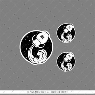 ZDC11 Reflektif Kova Burcu 3lü Sticker Seti