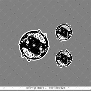 ZDC12 Reflektif Balık Burcu 3lü Sticker Seti