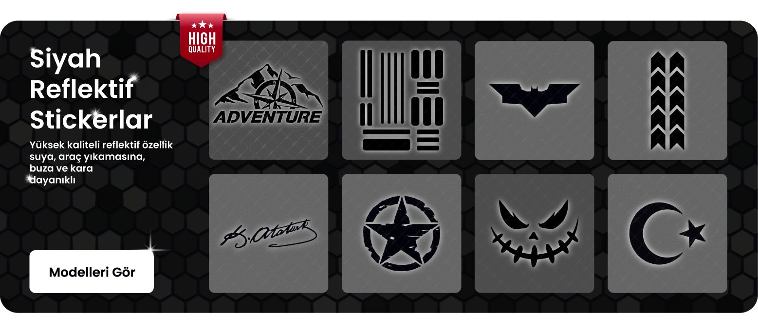Siyah Reflektif Stickerlar