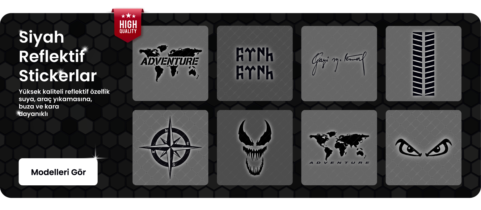 Siyah Reflektif Stickerlar