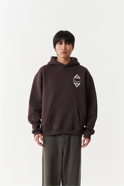 Anatolian Reverie Oversize Erkek Sweatshirt Kahverengi