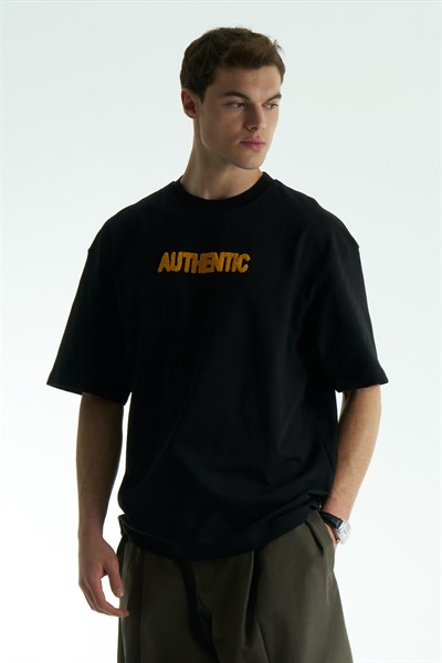 Authentic Oversize Erkek Tişört Siyah