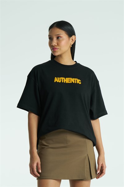 Authentic Oversize Kadın Tişört Siyah
