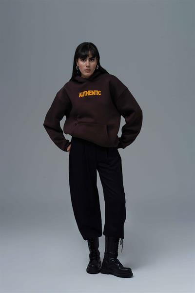 Authentic Oversize Sweatshirt Kadın Kahverengi