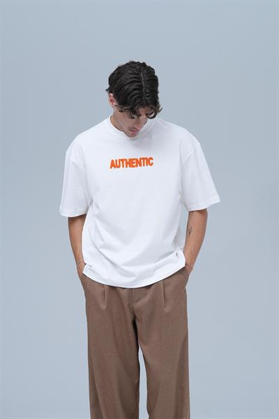 Authentic Oversize Tişört Erkek Ekru