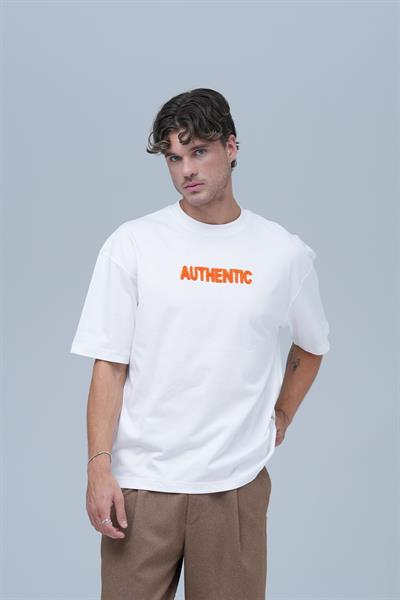 Authentic Oversize Tişört Erkek Ekru