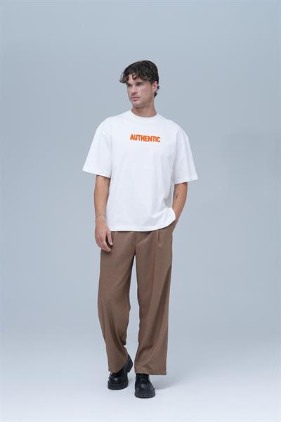 Authentic Oversize Tişört Erkek Ekru