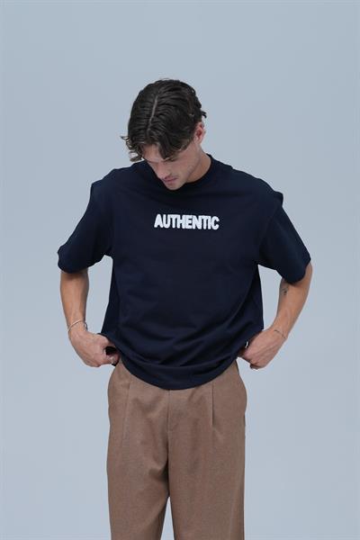 Authentic Oversize Tişört Erkek Lacivert