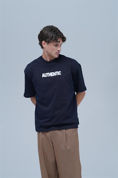 Authentic Oversize Tişört Erkek Lacivert