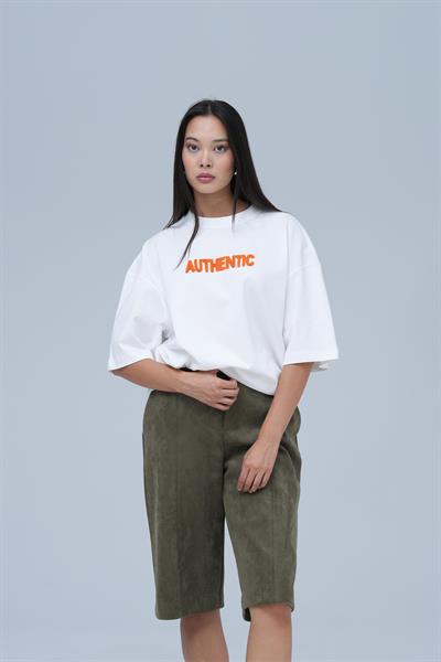 Authentic Oversize Tişört Kadın Ekru