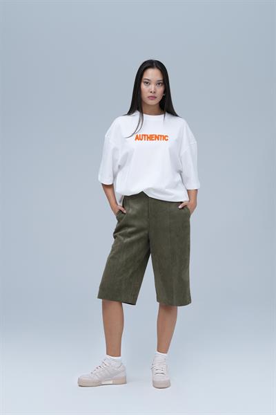 Authentic Oversize Tişört Kadın Ekru