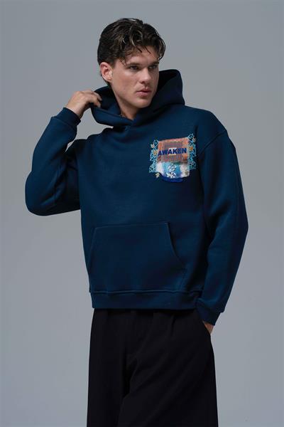 Awaken Oversize Sweatshirt Erkek İndigo
