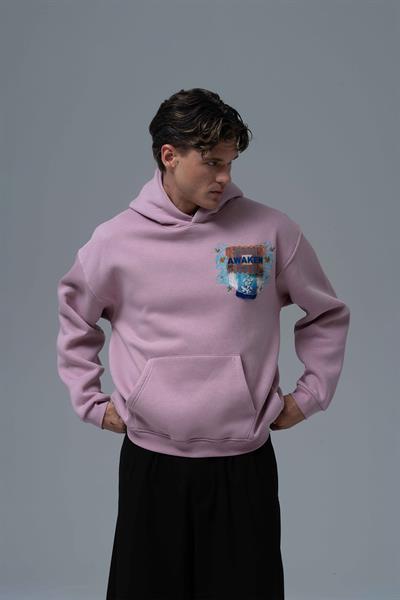 Awaken Oversize Sweatshirt Erkek Pembe