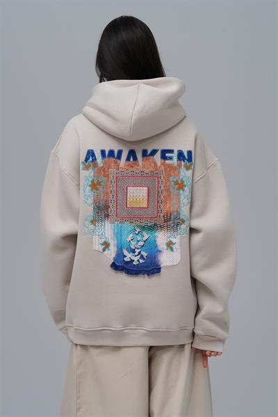 Awaken Oversize Sweatshirt Kadın Stone