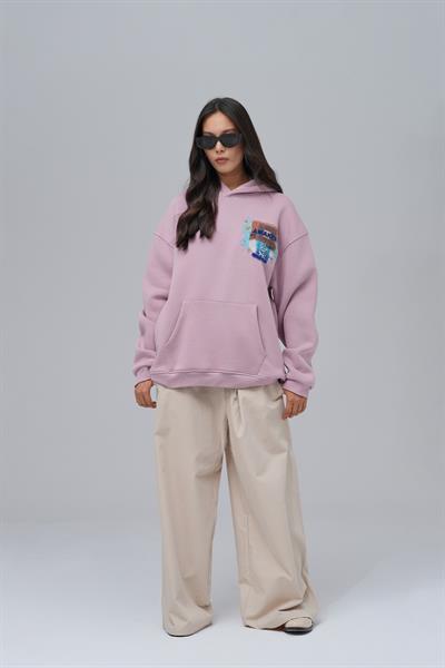Awaken Oversize Sweatshirt Kadın Pembe