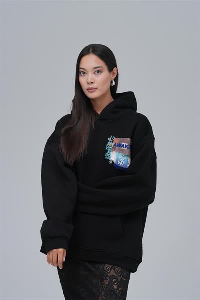 Awaken Oversize Sweatshirt Kadın Siyah