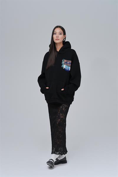 Awaken Oversize Sweatshirt Kadın Siyah