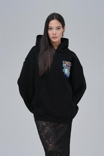 Awaken Oversize Sweatshirt Kadın Siyah