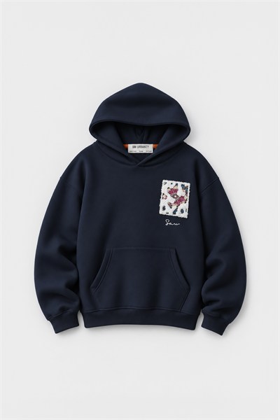 Baroque Bloom Oversize Erkek Sweatshirt Lacivert