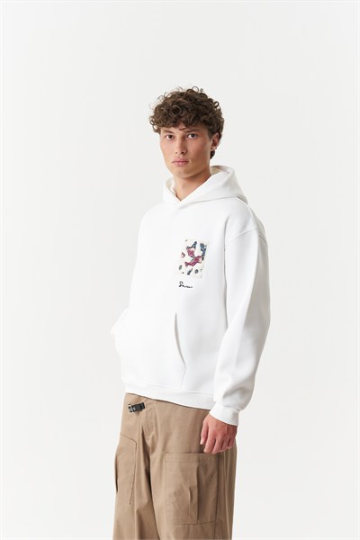 Baroque Bloom Oversize Erkek Sweatshirt Ekru
