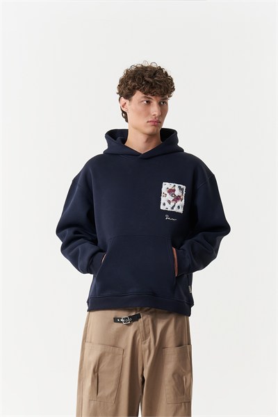 Baroque Bloom Oversize Erkek Sweatshirt Lacivert