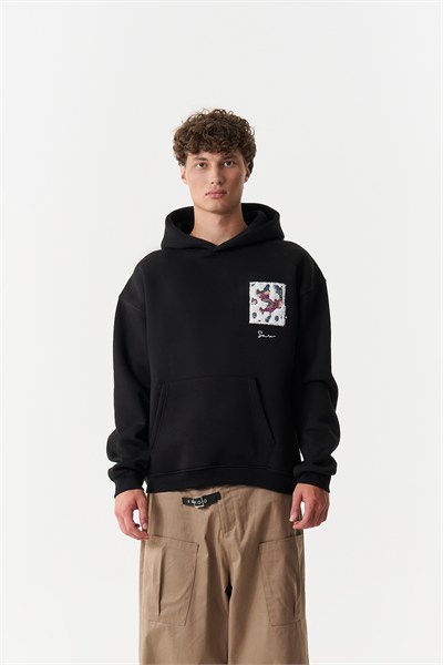Baroque Bloom Oversize Erkek Sweatshirt Siyah