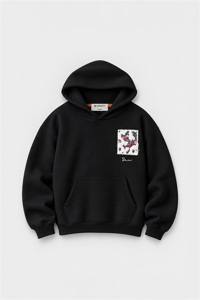 Baroque Bloom Oversize Erkek Sweatshirt Siyah