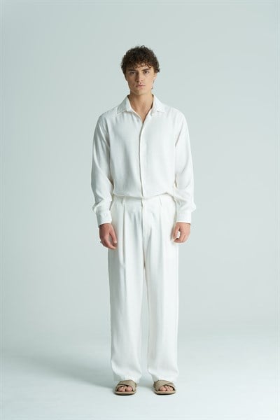 Base Relaxed Fit Erkek Pantolon Ekru
