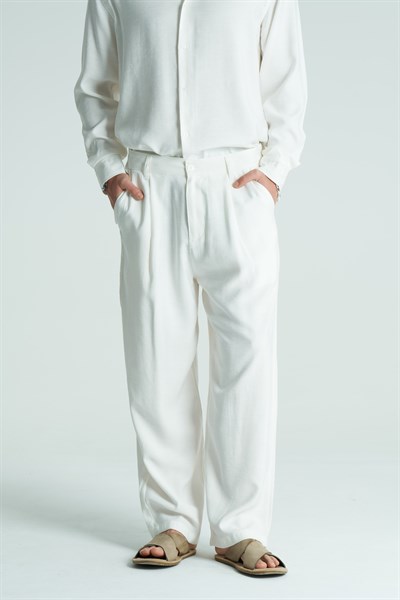 Base Relaxed Fit Erkek Pantolon Ekru