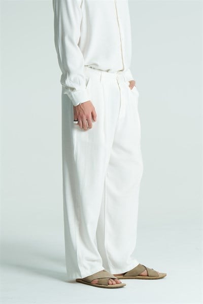 Base Relaxed Fit Erkek Pantolon Ekru