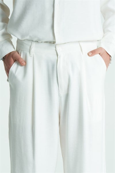 Base Relaxed Fit Erkek Pantolon Ekru