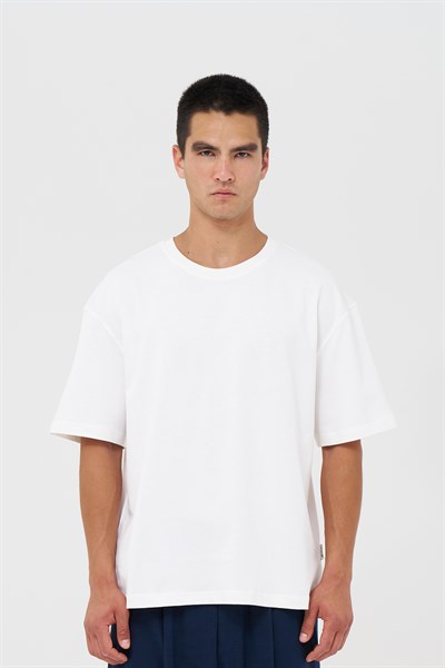 Basic Oversize Tişört Erkek /04 Ekru