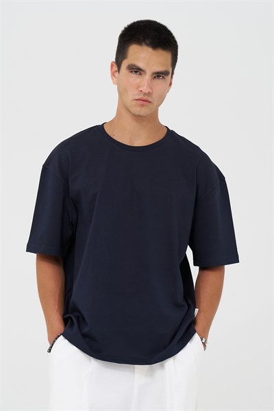 Basic Oversize Tişört Erkek /04 Lacivert