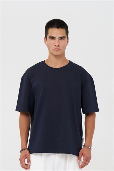 Basic Oversize Tişört Erkek /04 Lacivert