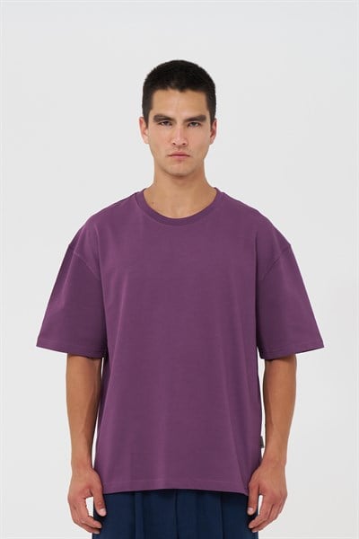 Basic Oversize Tişört Erkek /04 Mor