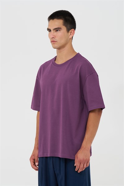 Basic Oversize Tişört Erkek /04 Mor