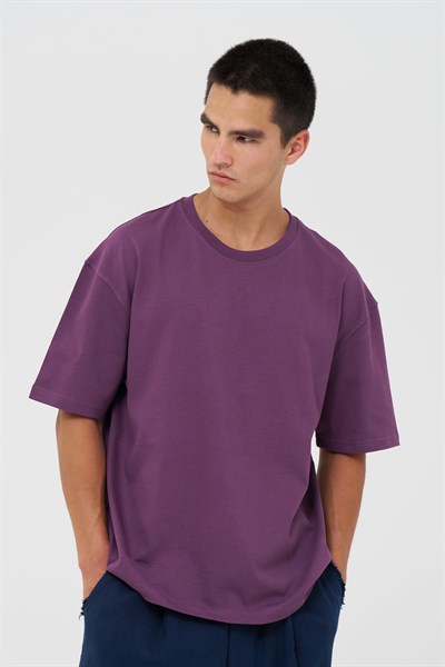 Basic Oversize Tişört Erkek /04 Mor