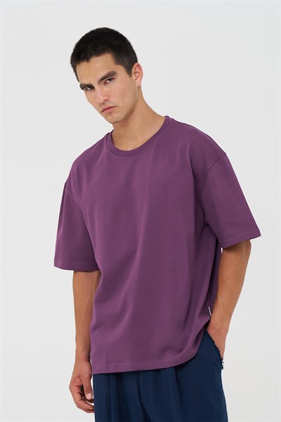Basic Oversize Tişört Erkek /04 Mor