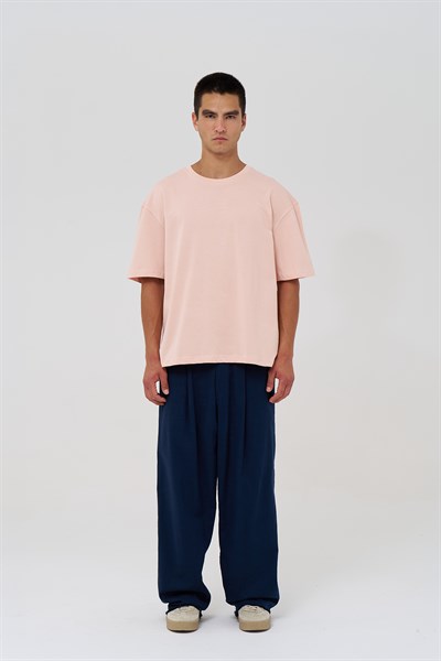 Basic Oversize Tişört Erkek /04 Pembe