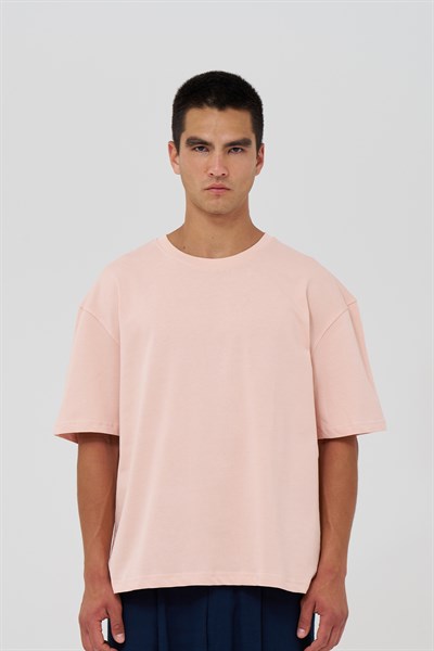 Basic Oversize Tişört Erkek /04 Pembe