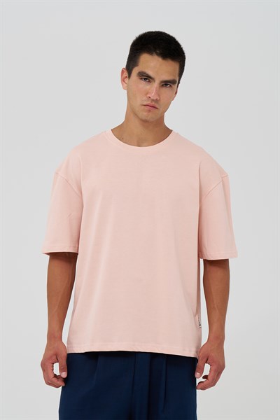 Basic Oversize Tişört Erkek /04 Pembe