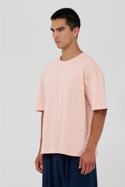 Basic Oversize Tişört Erkek /04 Pembe