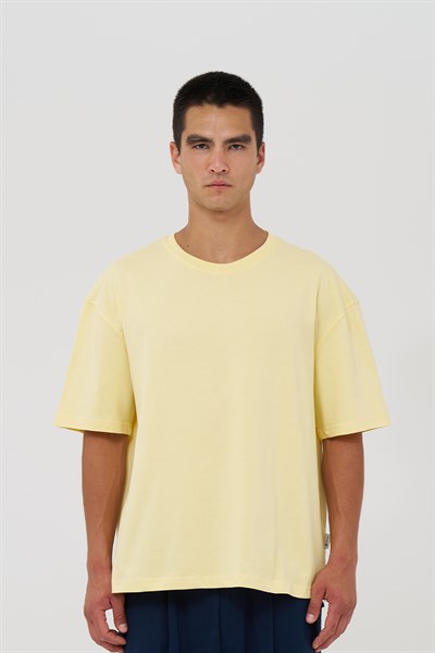 Basic Oversize Tişört Erkek /04 Sarı
